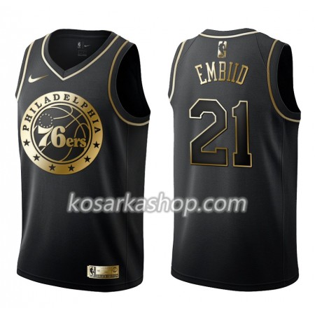 Dres Philadelphia 76ers Joel Embiid 21 Nike Crna Golden Edition Swingman